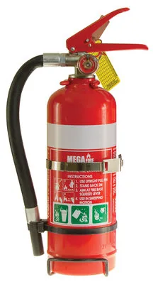 Fire extinguisher mounted and ready for a scheduled check