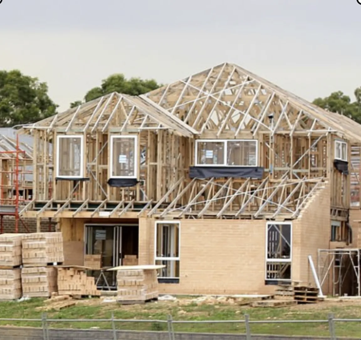 Timber frame going up on a residential build